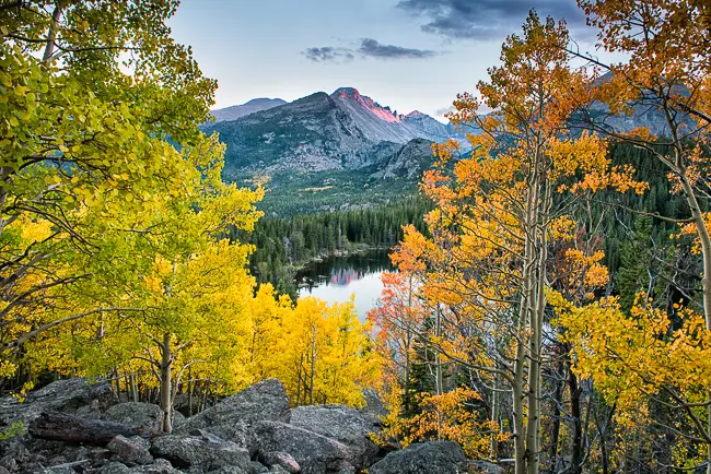 Bear Lake autumn sunset in Rocky Mountain National Park
